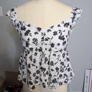 Urban‎ Romantica Floral Black and White Open Back Women's Top